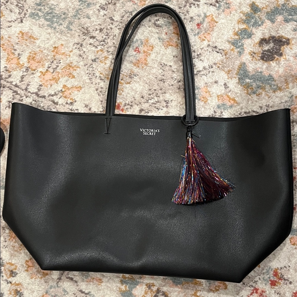 Victoria's Secret Black Tote with Multicolor Tassel